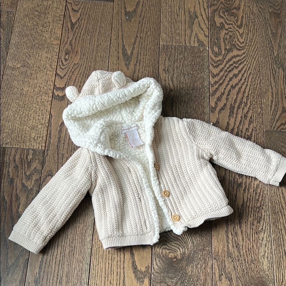 Charming Cream Knit Baby sherpa hoodie sweater with ears tommy bahama 9-12 month